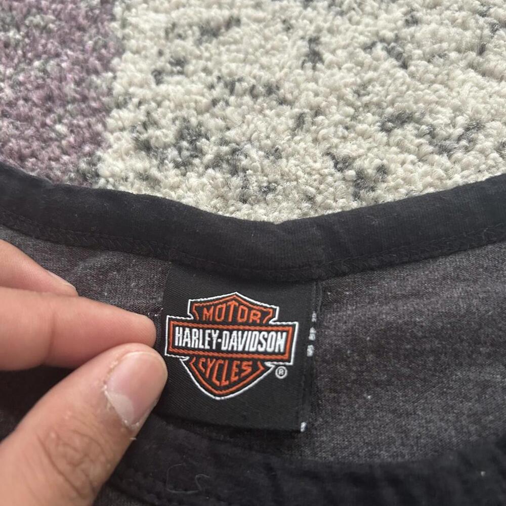 Women's Harley-Davidson Charcoal Tee with Rhinestone Logo - Picture 3 of 5